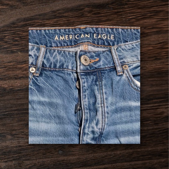 American Eagle Womens TomGirl Stretch Distressed Denim Jeans Button Fly Sz 6 - Picture 2 of 6